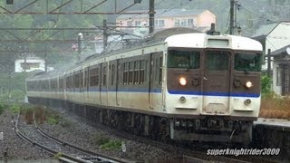 JR西日本 115系3000番台広島色8連(N-07編成+N-14編成) 玖波駅 2013.6