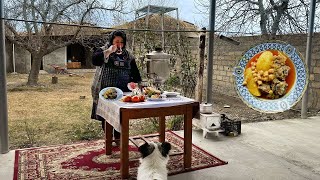 AZERBAIJAN VILLAGE FOOD BOZBASH | Cooking in the Wilderness