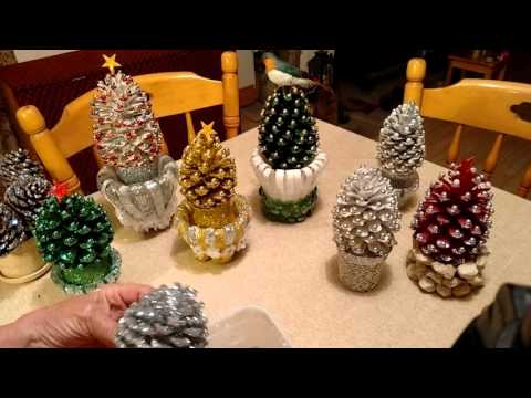 Beautiful Pine cone Christmas decorations with stand. Beautiful Pine cone Christmas decorations with stand.