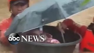 Baby rescued by coast guard as powerful typhoon batters Philippines | #shorts | ABC News