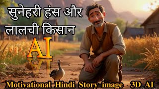 सुनेहरी हंस और लालची किसान | motivational Hindi story | image 3D AI | Hindi moral story