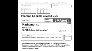 Pure Maths 1 2022 Pearson Edexcel A level maths