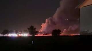 VIDEO: Flames and heavy smoke coming from two semis that crashed