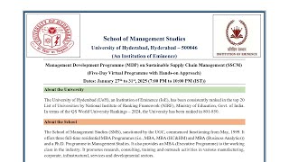 Management Development Programme (MDP) on Sustainable Supply Chain Management (SSCM)-Day 5