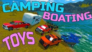 FARMING SIMULATOR 2015 | GOING CAMPING + BOATING + TOYS | HAULING