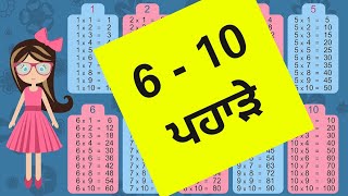 6 ਤੋਂ 10 ਤੱਕ ਪਹਾੜੇ | pahare | 6 to 10 Tables in punjabi