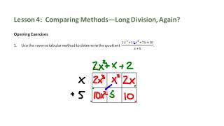 M1L4: Polynomial Division (Reverse Tabular Method)