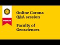 Online Corona Q&A session for the Faculty of Geosciences