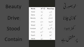 20 English words with Urdu meaning