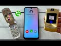 XIAOMI Redmi 9c NFC and Motorola Razor Gold Incoming Call & Samsung A800 Outgoing Call / Two Flip