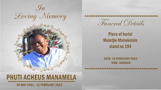 In Loving Memory of Mr Phuti Acheus Manamela