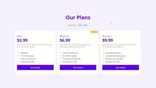 Pricing Component With Toggle Button With Html Css and Js