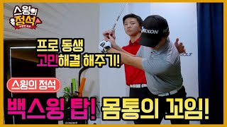 프로 동생 레슨하기 : 백스윙 탑! 비밀은 몸통의 꼬임!  [스윙의 정석 이정민프로]