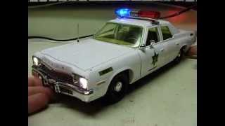 Custom 1:18 scale Rosco P Coltrane sheriff car with working LEDs and SOUNDS!