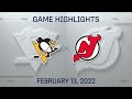 NHL Highlights | Penguins vs. Devils - Feb 13, 2022