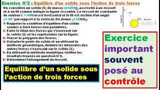 Exercice 2 + Equilibre d'un solide sous l'action de trois forces + tronc commun