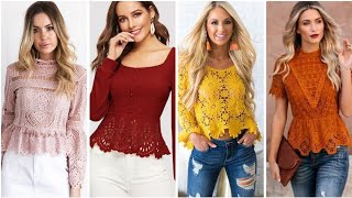 outstanding trendy key hole fabric and eyelet Fabric blouse ideas