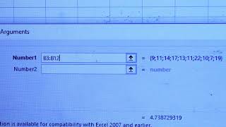 Calculating Mean (average), Standard Deviation & Standard error on Excel