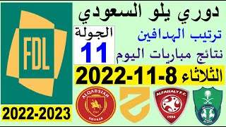 ترتيب دوري يلو الدرجة الأولى السعودي بعد مباريات اليوم الثلاثاء 8-11-2022 في الجولة 11 الحادية عشر