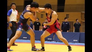 平成30年度全日本大学グレコローマン選手権／87kg決勝戦　山崎弥十朗（早大）［3-1］奈須川良太（神奈川大）