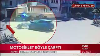 Ankara Şereflikoçhisar Motorsiklet arabaya çarptı