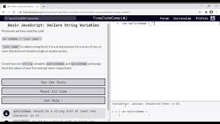 23 - Learn Basic JavaScript Declare String Variables