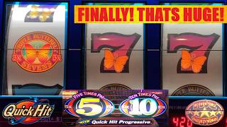 Old School 3 Reel slots! Triple Butterfly Sevens + 5x 10x Quick Hit + FIVE STAR slots! Big Win!
