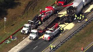 Live: Crews working to clear scene hours after deadly triple-semi crash on Florida's Turnpike