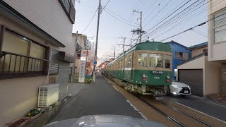 【珍景車載動画】江ノ電と並走！江ノ電併用軌道で電車の後ろを走りました - OnboardCam