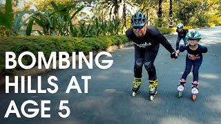 Bombing Hills at 5 - The Youngest Downhill Skater Girl