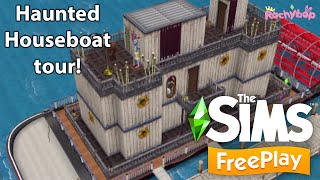 TOUR MY HAUNTED HOUSEBOAT - My build in The Sims Freeplay!