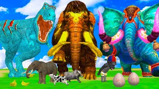 10 Giant Mammoth Elephant Gorilla Vs 5 Tiger Lion Buffalo Fight Big Dinosaur Saved By Woolly Mammoth