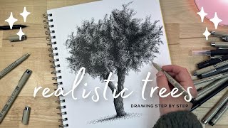 The Easy Way To Draw A Realistic Tree // Drawing Tutorial Step by Step (With Ink Pens)