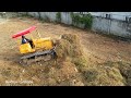 Excellent Processing Small Project MiniatureKomatsu Bulldozer Pushing Cleaning Forest land Actively