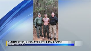1 arrested, 2 inmates still on the loose