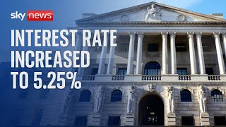 Bank of England increases interest rate to 5.25% in 14th consecutive hike