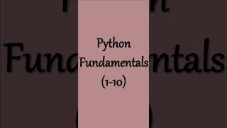 python fundamentals