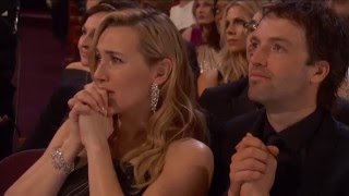 Kate Winslet's Reaction after Leonardo DiCaprio wins Oscar.