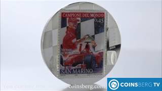 Coinsberg TV: 2007 Congo 10 francs silver proof coin Michael Schumacher San Marino 2 Oz - Video