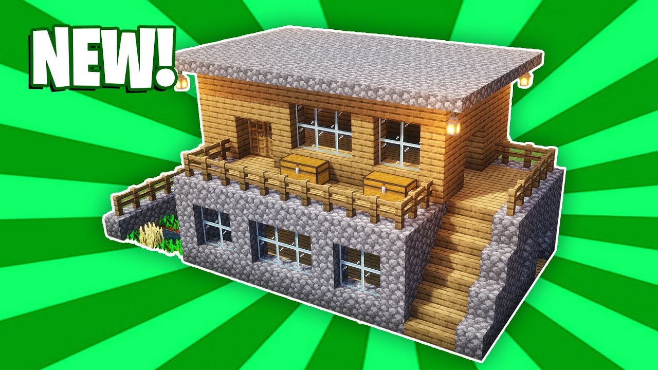 Minecraft House Tutorial : (#14) Large Wooden Survival House (How To ...