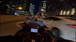 Chill Motorcycle Night Ride Through Downtown Toronto | 4k POV