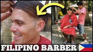 LOCAL FILIPINO BARBER - My First Barangay Haircut Experience (Davao, Mindanao)