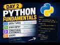 Day 2  - Python Fundamentals | Data Types, User Input, Conditions & Loops.