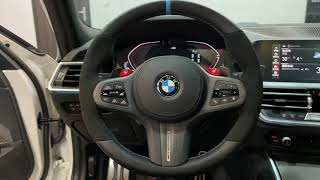 BMW G21 330 升級M3 G80 M Performance 原廠 Alcantara 麂皮方向盤+原廠換檔撥片+原廠M1M2按鈕+碳纖維Y蓋