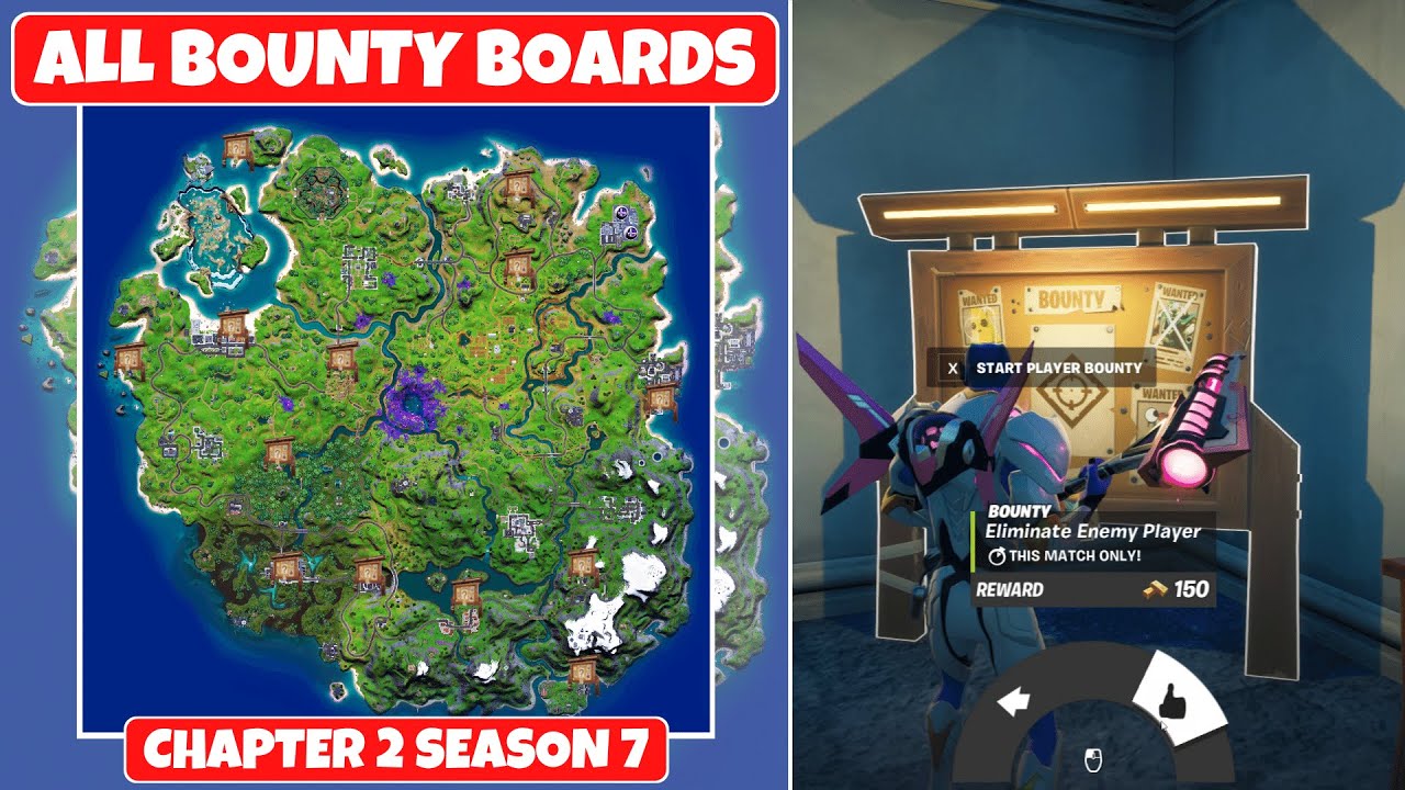 All Bounty Boards Locations In Fortnite Season 7 Chapter 2! - Complete ...