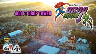 2022 Lex Luthor Drop of Doom On Ride 4K  POV Six Flags Magic Mountain