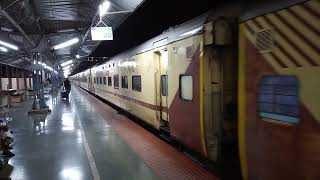 Ernakulam-Okha Express at Thalassery station 2am #travel #culture #creatingforindia #railway #trains