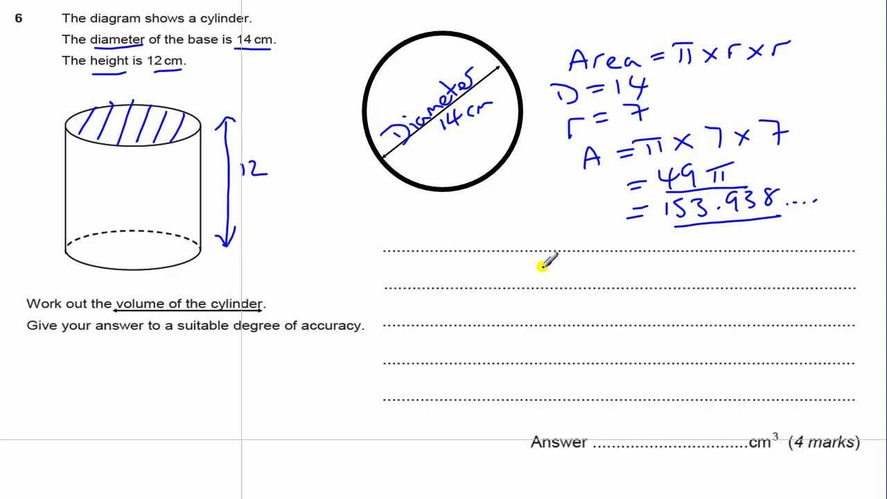 GCSE Maths Revision Exam Paper Practice Volume Of A Cylinder - YouTube