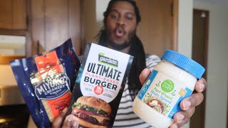 NEW Gardein Ultimate Plant-Based Burger & Simple Truth VEGAN Mayo | Taste Test + Review