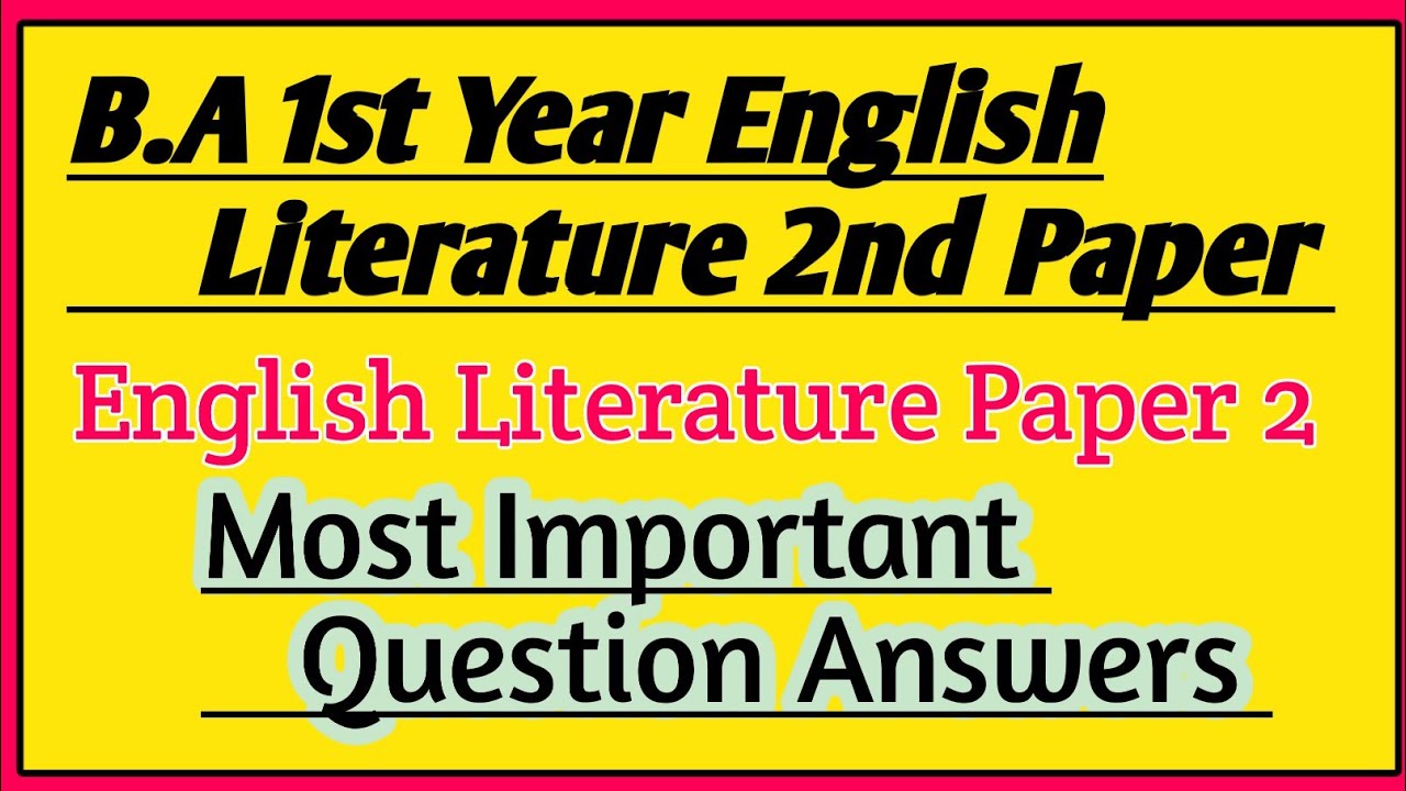 BA 1st Year English Literature Important Questions 2023 | BA 1st Year ...